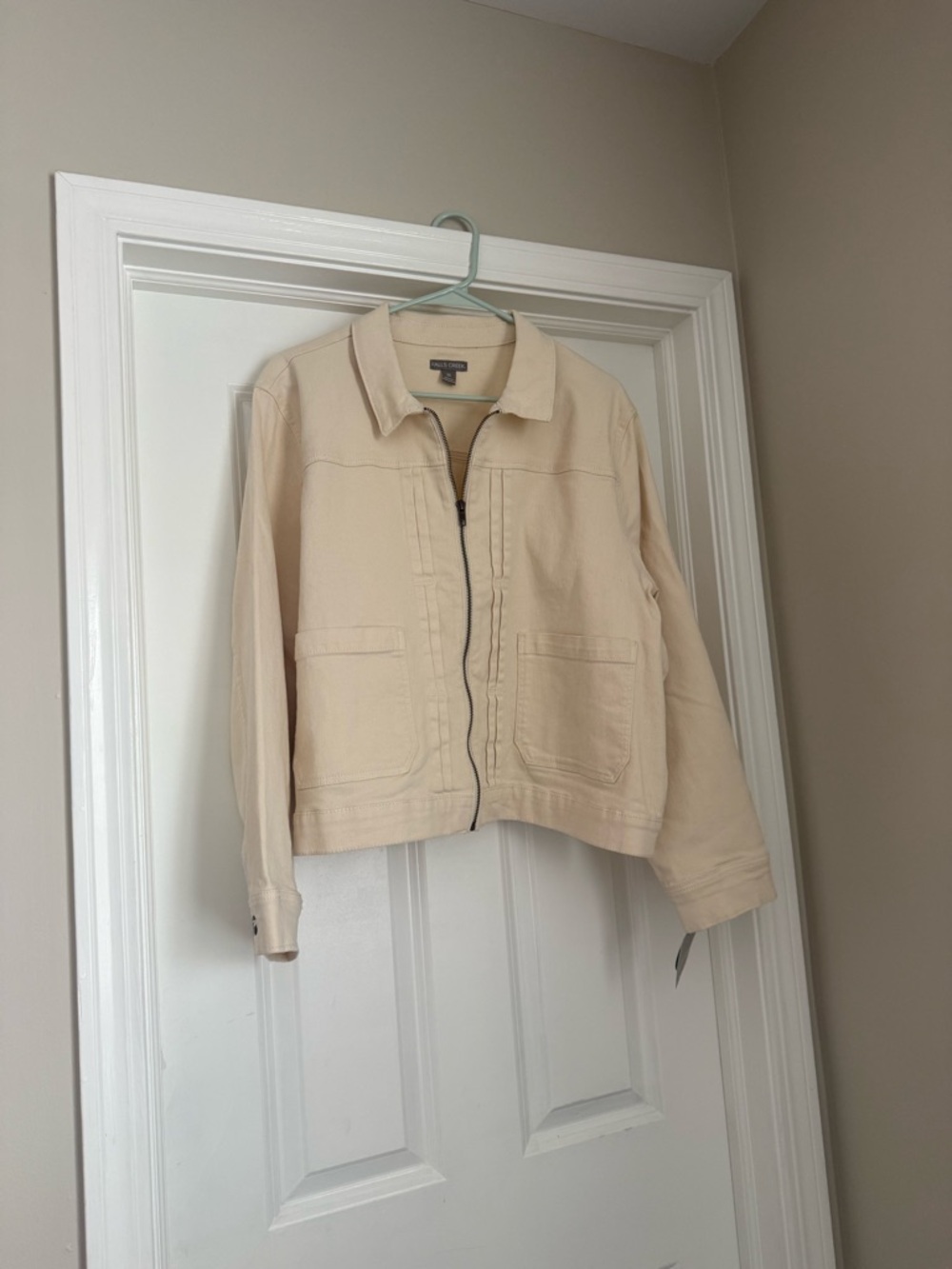 NWT Off-White/Beige Denim Jacket with Zipper Size 2XL